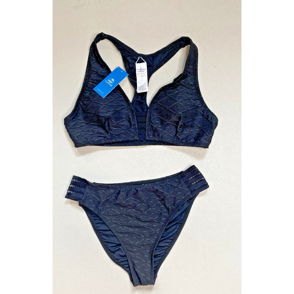 Bikini Women's Size Medium NEW Stretchy Black Bathing Suit Vacation Swim Resort - Picture 1 of 13